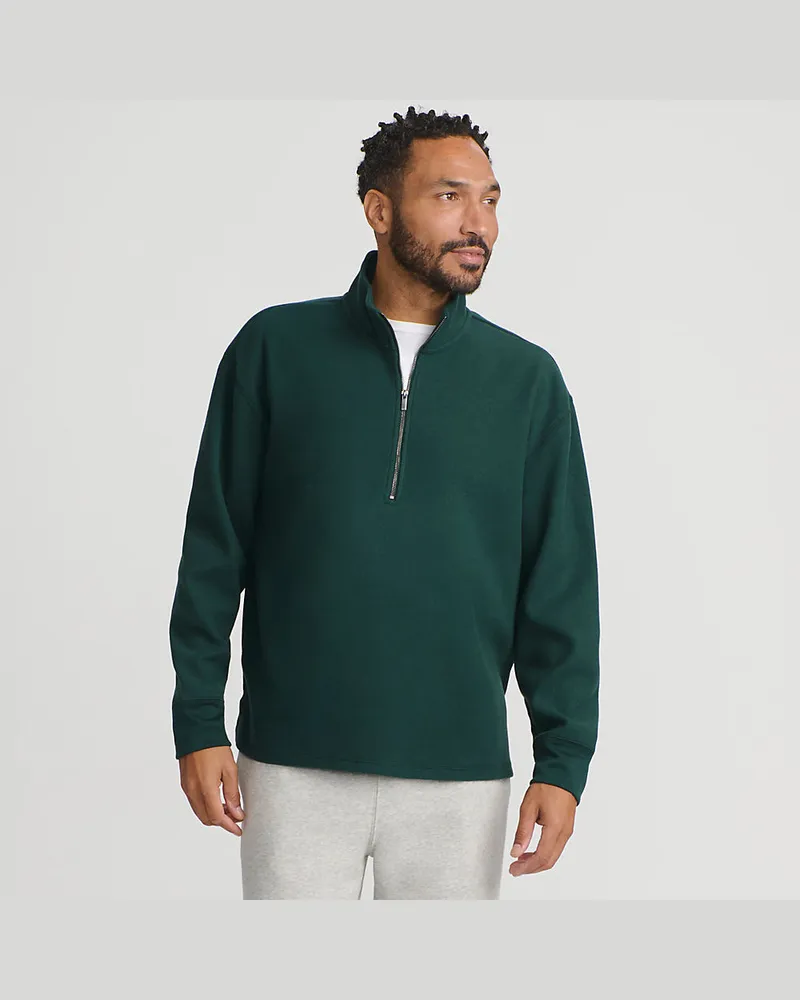 Lands' End Fleece-Pullover mit Reißverschluss, Herren, Größe regular, Grün, Viskose-Mischung/Polyester-Mischung, by Grün