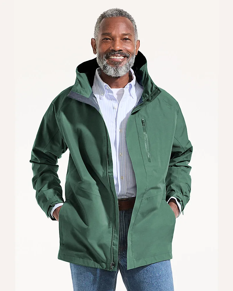 Lands' End Verstaubare wasserdichte Regenjacke, Herren, Größe regular, Grün, Polyester, by Grün
