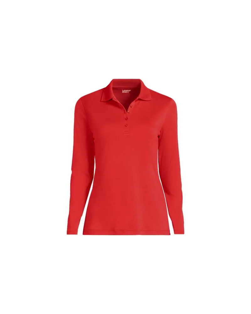 Lands' End Supima-Poloshirt mit langen Ärmeln, Damen, Größe:40-42 petite, Orange, Baumwolle, by Orange