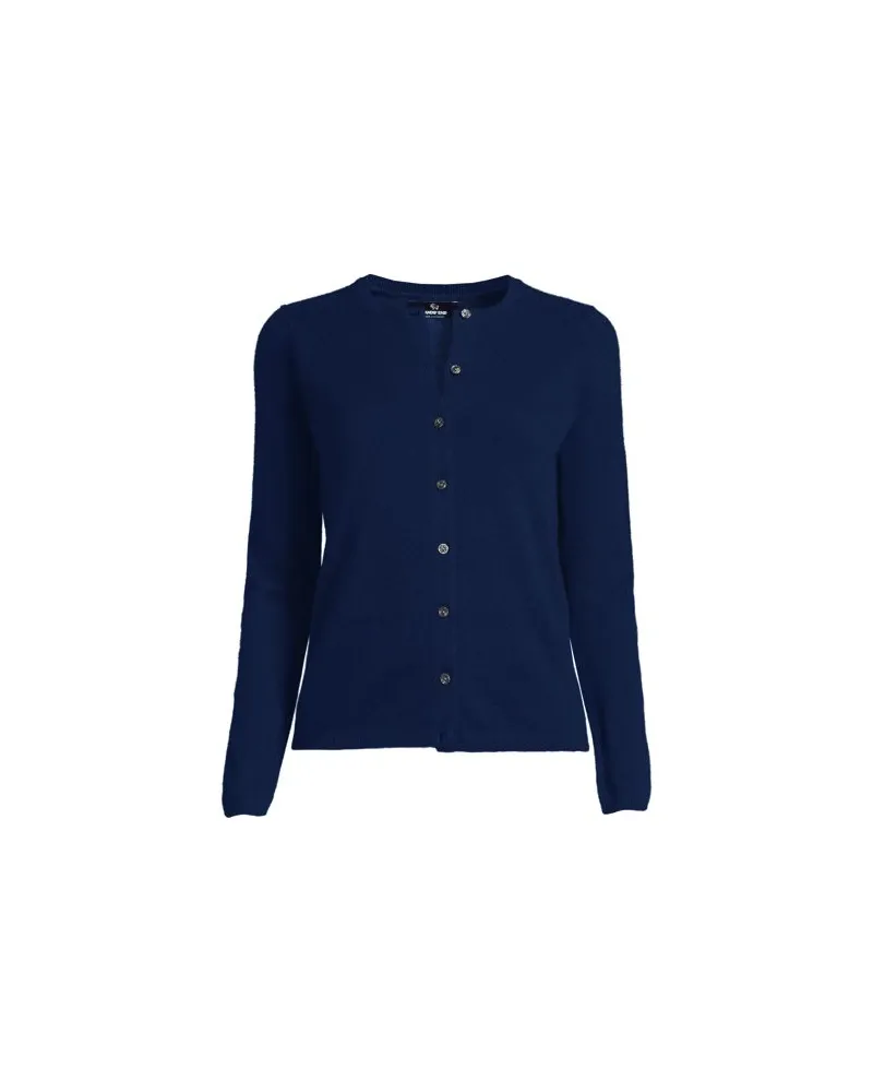 Lands' End Kaschmir-Cardigan mit rundem Ausschnitt, Damen, Größe plus, Blau, Kaschmir, by Blau