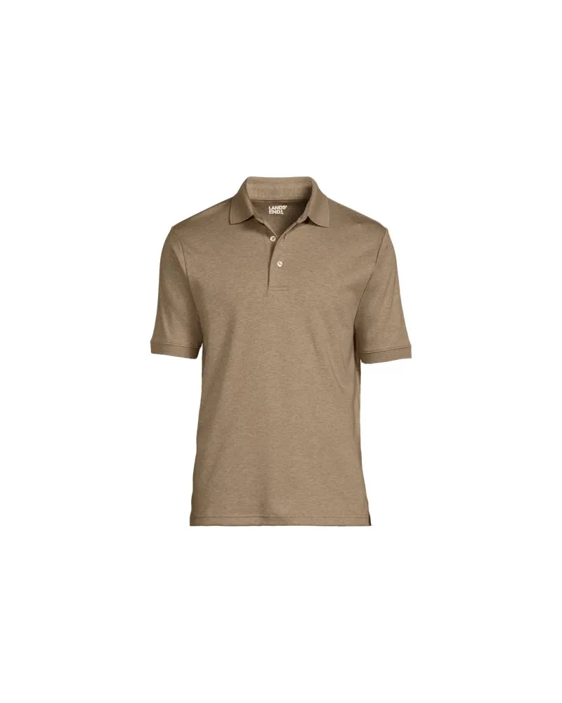 Lands' End Supima Kurzarm-Polo, Classic Fit, Herren, Größe:52-54 regular, Beige, Baumwolle, by Beige