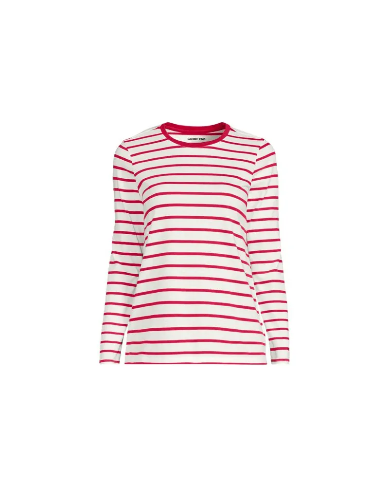 Lands' End Supima-Shirt, Langarm, Damen, Größe plus, Pink, Baumwolle, by Pink