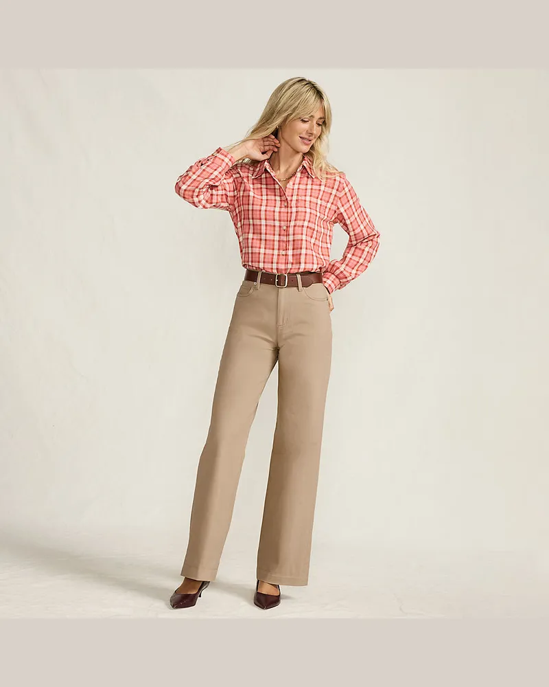 Lands' End 5-Pocket-Chinos mit weitem Bein, Damen, Größe petite, Braun, Baumwoll-Mischung, by Braun