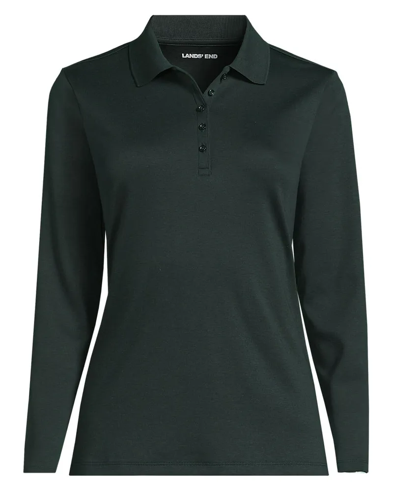 Lands' End Supima-Poloshirt mit langen Ã„rmeln, Damen, GrÃ¶ÃŸe plus, GrÃ¼n, Baumwolle, by Grã¼n