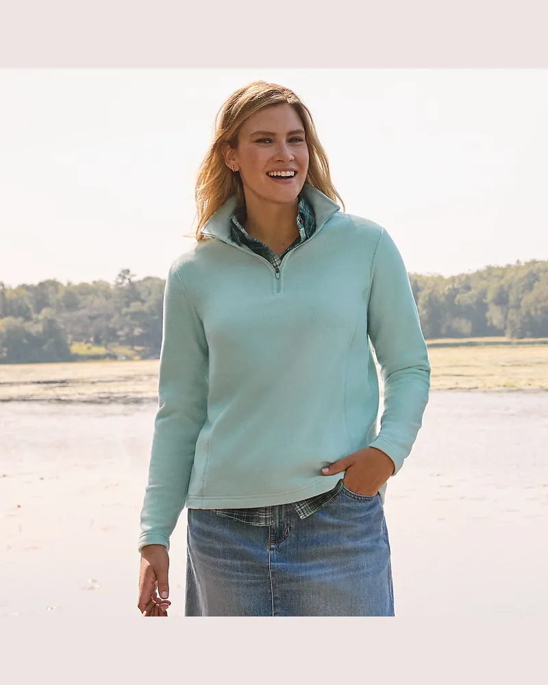 Lands' End Anyweather Fleece-Pullover mit ReiÃŸverschluss, Damen, GrÃ¶ÃŸe regular, GrÃ¼n, Polyester, by Grã¼n