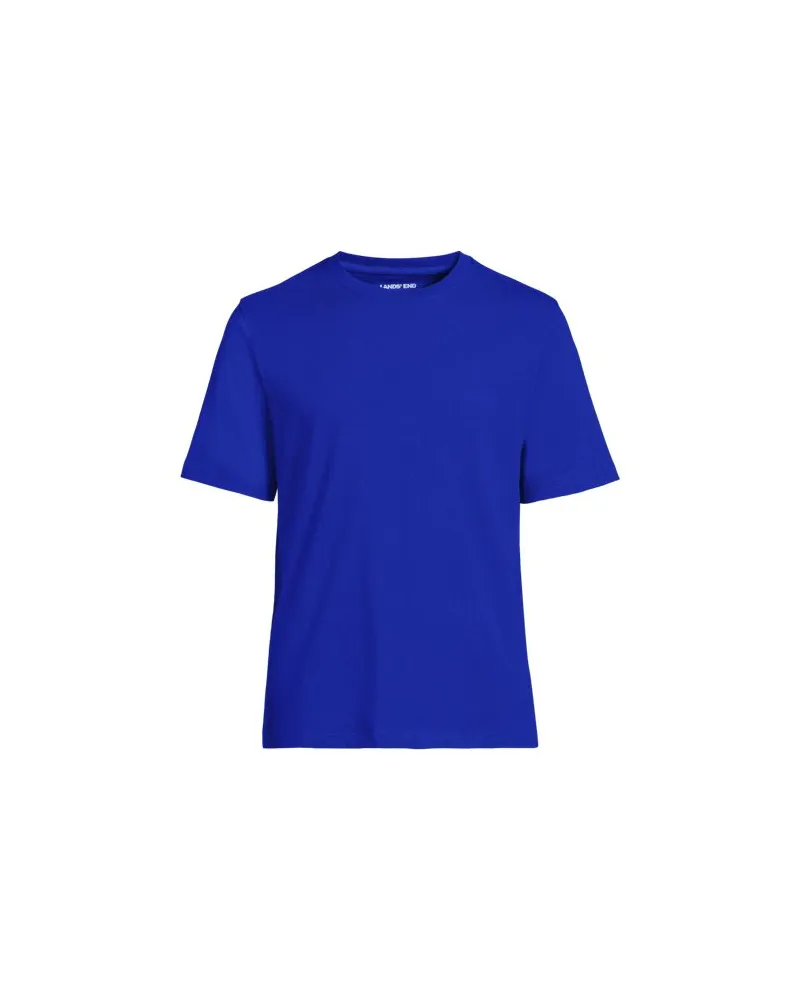Lands' End Super-T Kurzarm-Shirt, Classic Fit, Herren, Größe:60 regular, Blau, Baumwolle, by Blau