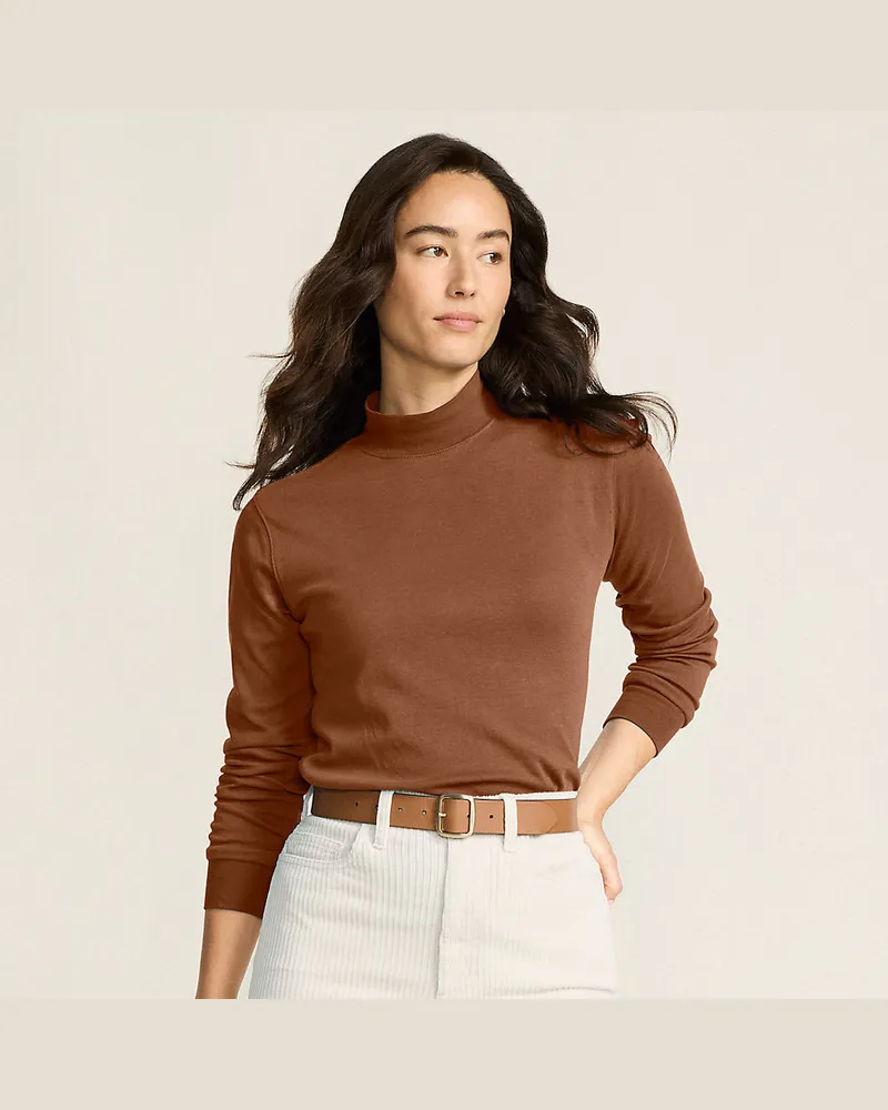 Lands' End Stehkragen-Shirt, Damen, GrÃ¶ÃŸe petite, Orange, Baumwolle, by Orange