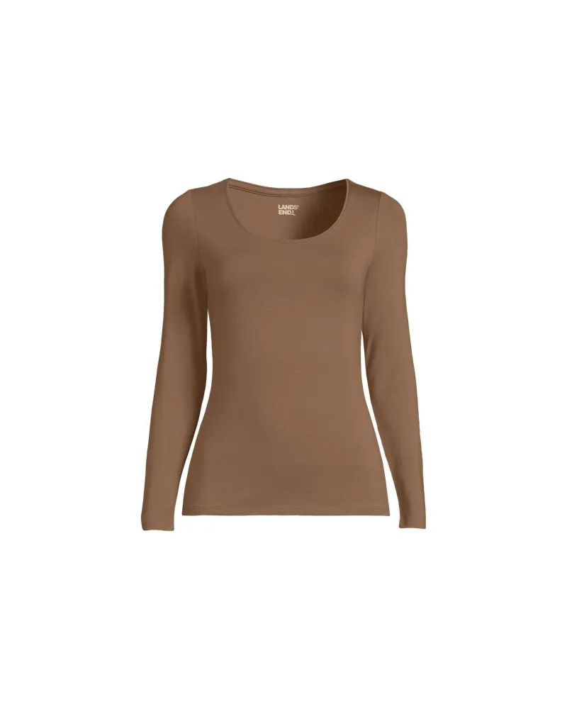 Lands' End Baumwolle/Modal-Shirt mit Ballett-Ausschnitt, Damen, Größe:44-46 petite, Braun, Baumwolle Modal, by Braun