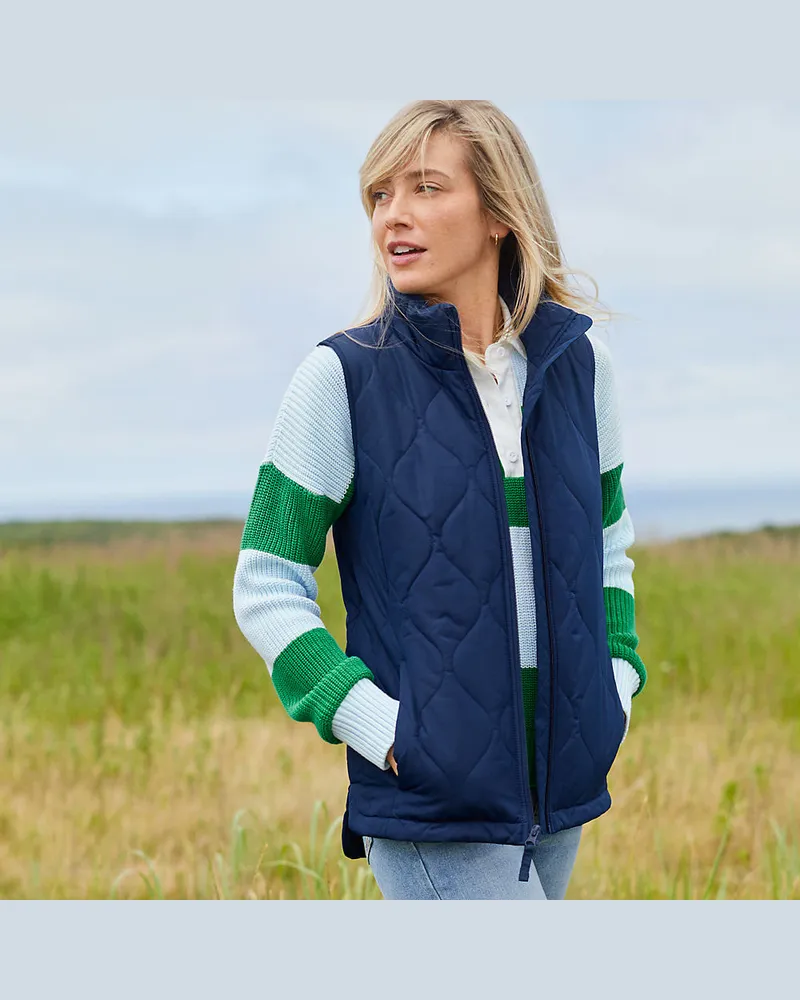 Lands' End Isolierte Steppweste FeatherFree, Damen, Größe regular, Blau, Polyester, by Blau