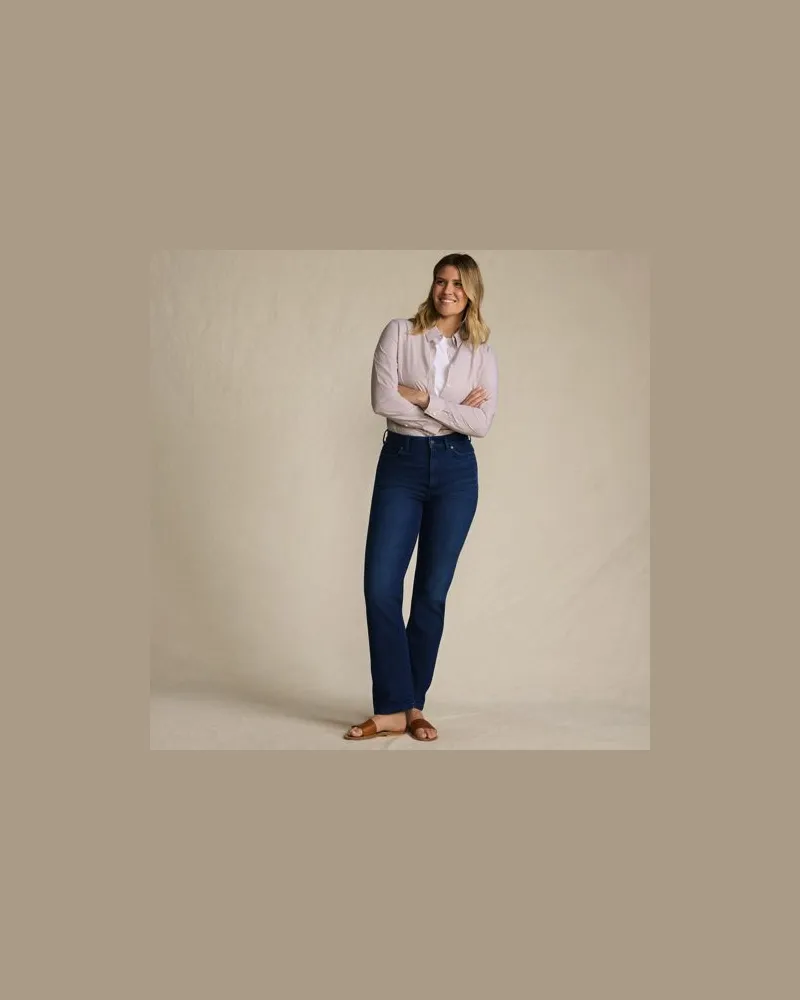 Lands' End Rail Straight Fit Jeans High Waist, Damen, Größe tall, Blau, by Blau