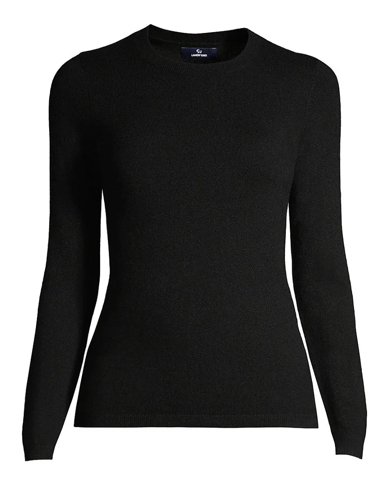 Lands' End Kaschmir-Pullover mit rundem Ausschnitt, Damen, Größe petite, Schwarz, Kaschmir, by Schwarz