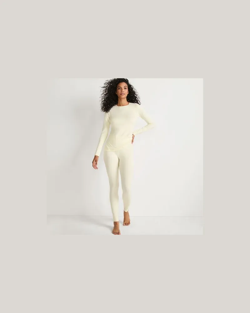 Lands' End Lange Stretch-THERMASKIN-Unterhose, Damen, Größe:40-42 regular, Weiß, Elasthan/Polyester-Mischung, by Weiß