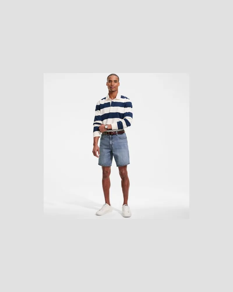 Lands' End Soft Comfort Jeans-Shorts im Leinenmix, Herren, Größe regular, Blau, by Blau