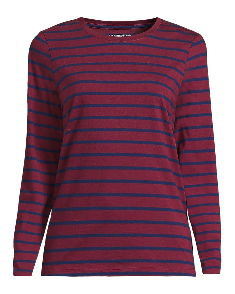 Lands' End Supima-Shirt, Langarm, Damen, Größe petite, Rot, Baumwolle, by Rot