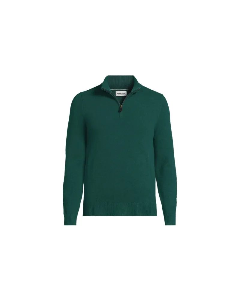 Lands' End Kaschmir-Pullover mit Reißverschluss, Herren, Größe regular, Grün, Kaschmir, by Grün