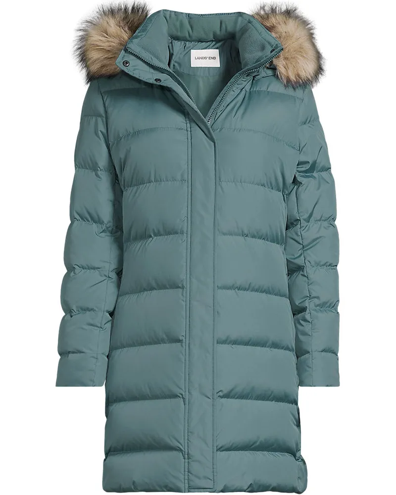 Lands' End Daunenmantel mit Kapuze, Damen, Größe regular, Grün, Polyester, by Grün