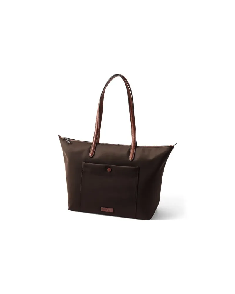 Lands' End Wasserabweisende, verstaubare Shoppertasche, Damen, Größe:null regular, Braun, Nylon/Leder, by Braun