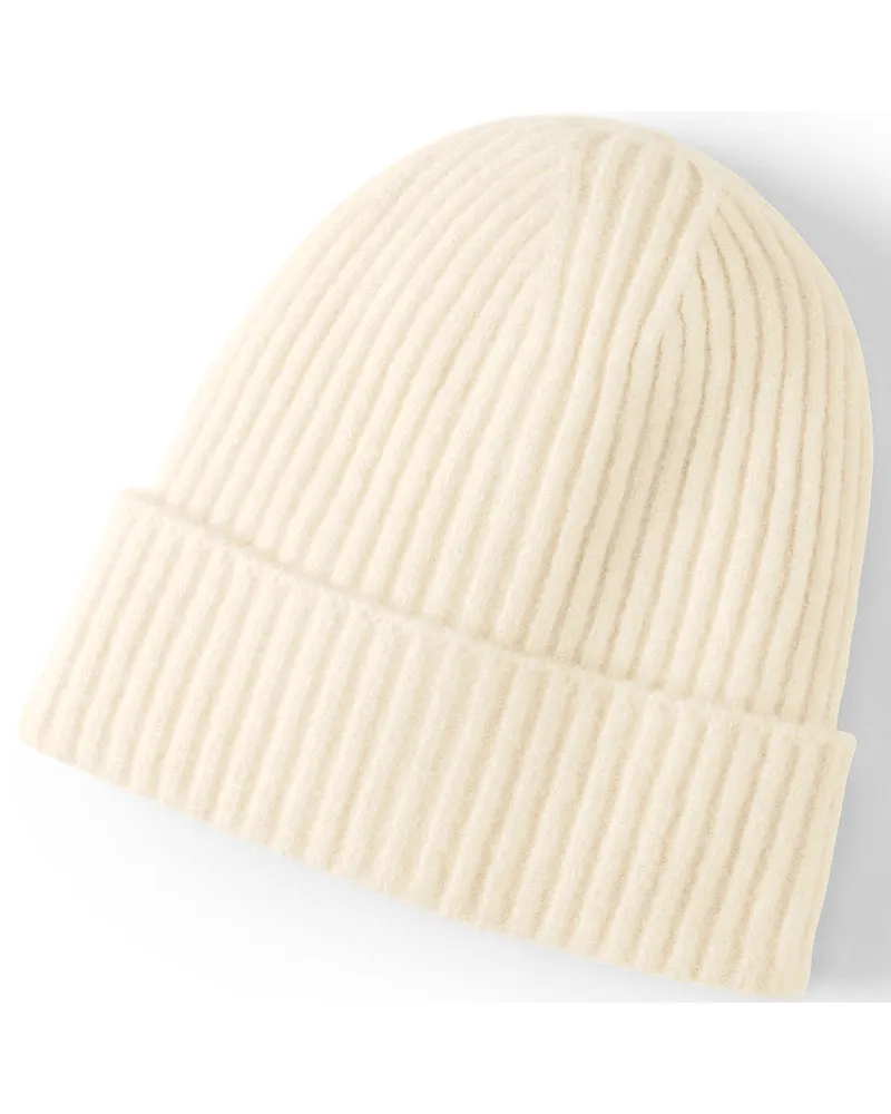 Lands' End Unisex CashTouch Mütze, Damen, Größe regular, Weiß, Polyacryl/Nylon-Mischung, by Weiß