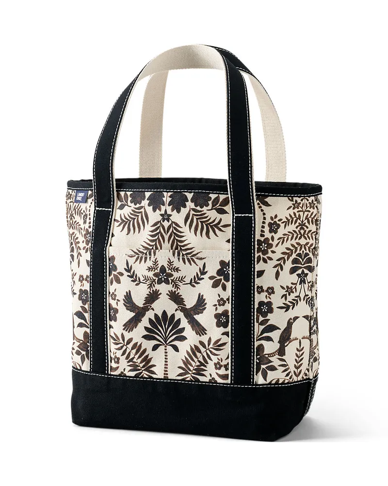 Lands' End Mittelgroße offene Canvas-Tasche mit Printmuster, Damen, Größe:null regular, Weiß, Baumwolle, by Weiß