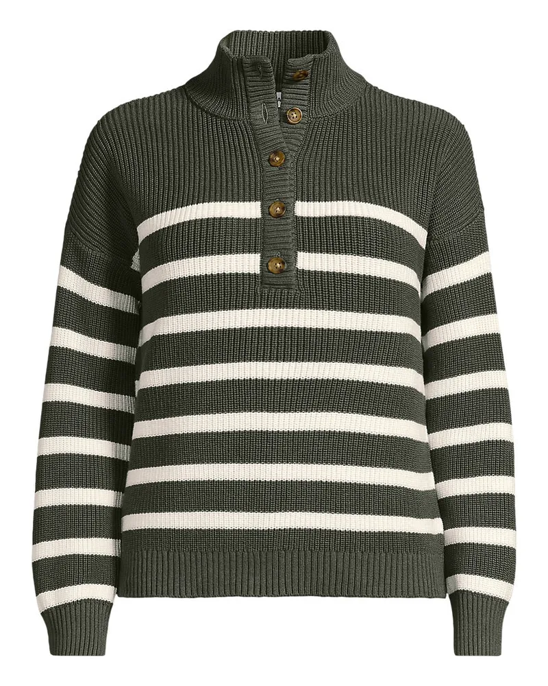 Lands' End Henley-Pullover Drifter mit Knopfreihe, Damen, Größe plus, Grün, Baumwolle, by Grün