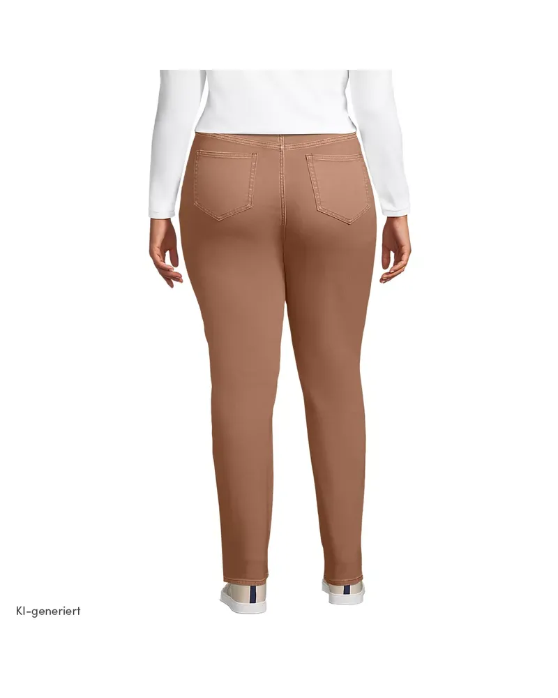 Lands' End Shaping Jeans Straight Fit High Waist, Damen, Größe plus, Braun, by Braun