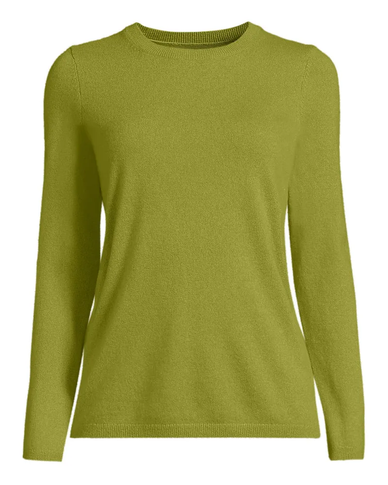 Lands' End Kaschmir-Pullover mit rundem Ausschnitt, Damen, Größe petite, Grün, Kaschmir, by Grün
