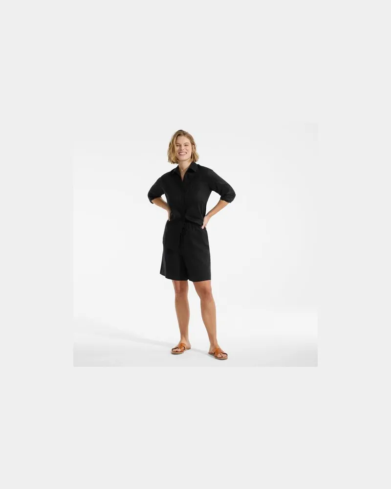 Lands' End Premium Reinleinen-Schlupfshorts, Damen, Größe plus, Schwarz, Leinen, by Schwarz