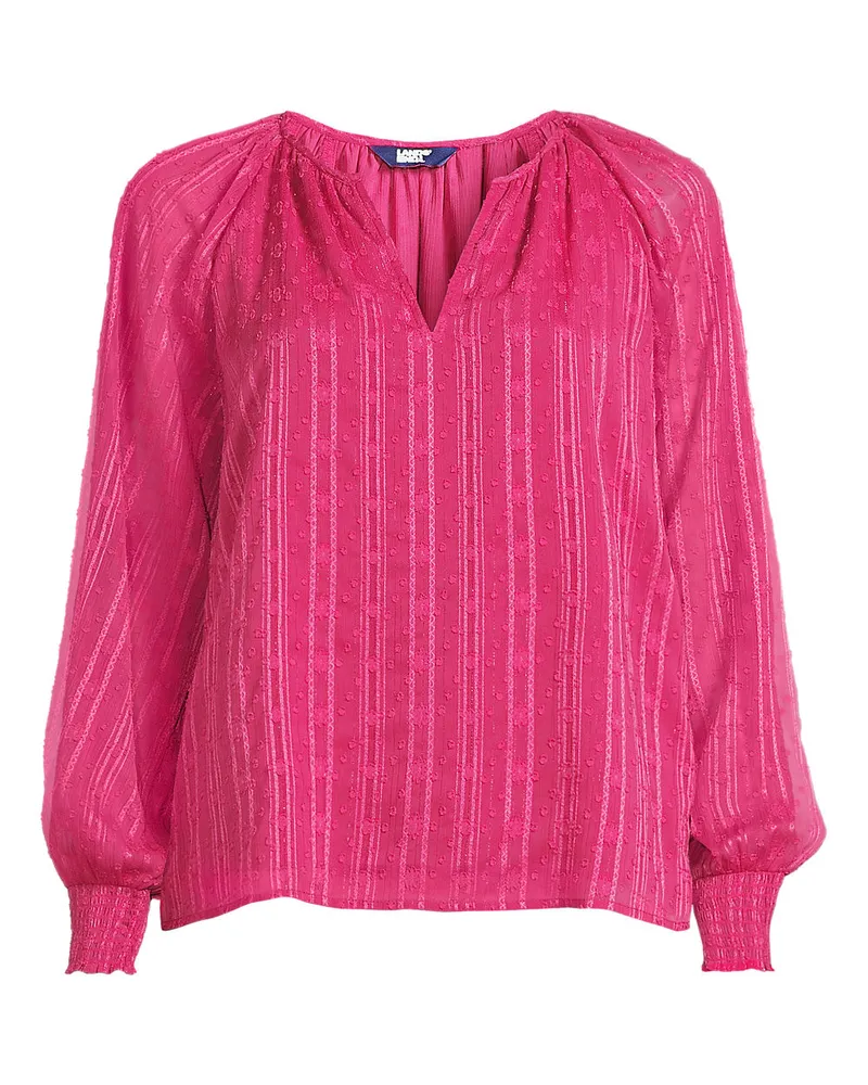Lands' End Bestickte Chiffonbluse, Damen, Größe regular, Rot, Polyester, by Rot