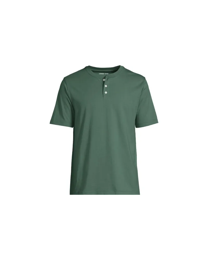 Lands' End Kurzarm-Super-T Henleyshirt, Herren, Größe:60 regular, Grün, Baumwolle, by Grün