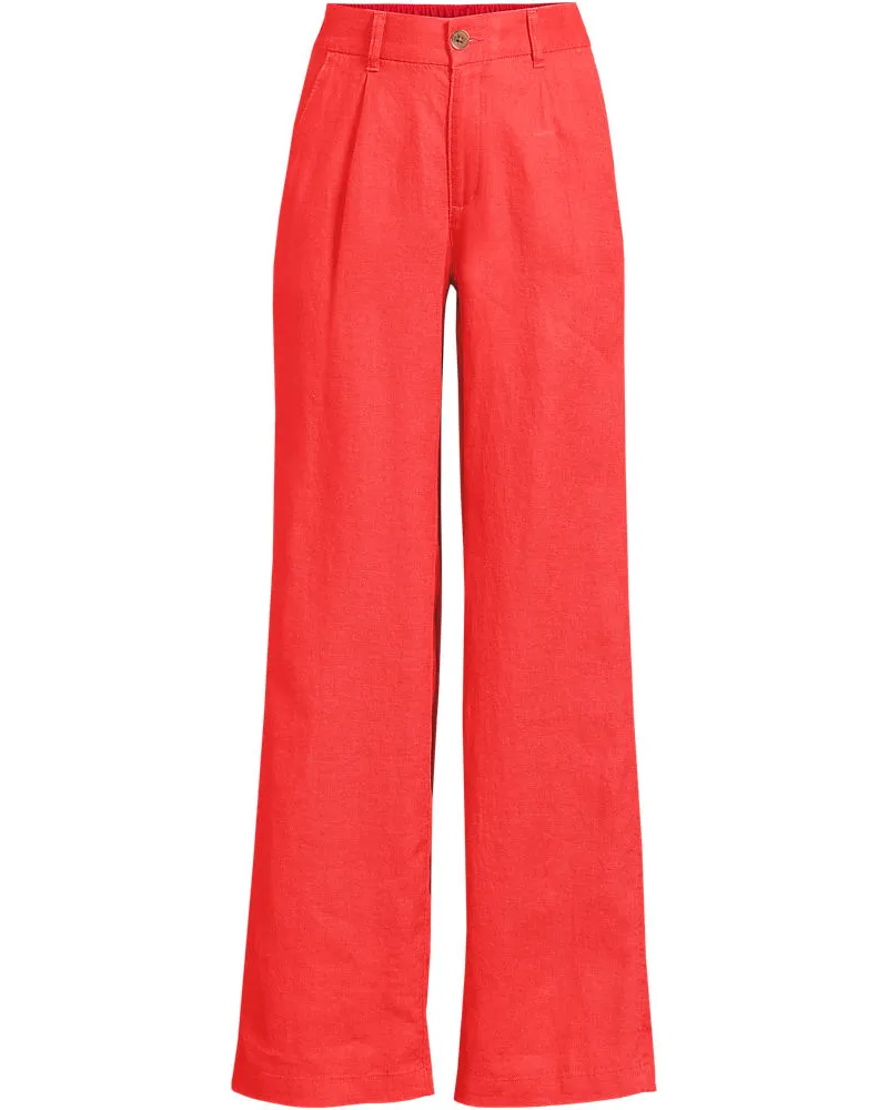 Lands' End Leinenhose High Waist mit weitem Bein, Damen, Größe regular, Orange, Leinen, by Orange