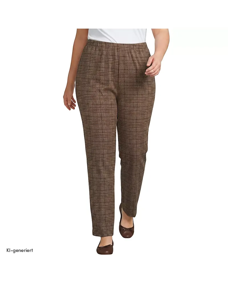 Lands' End Straight Fit Freizeithose SPORT KNIT, Damen, Größe plus, Braun, Baumwolle, by Braun