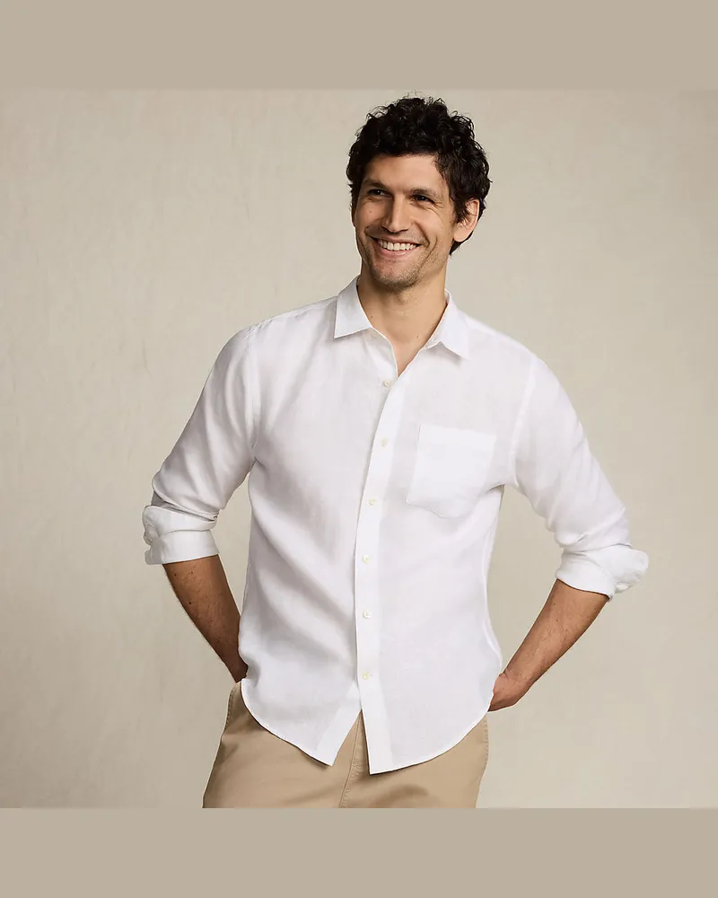 Lands' End Premium Reinleinen-Hemd, Lang-Größe, Herren, Größe tall, Weiß, Leinen, by Weiß