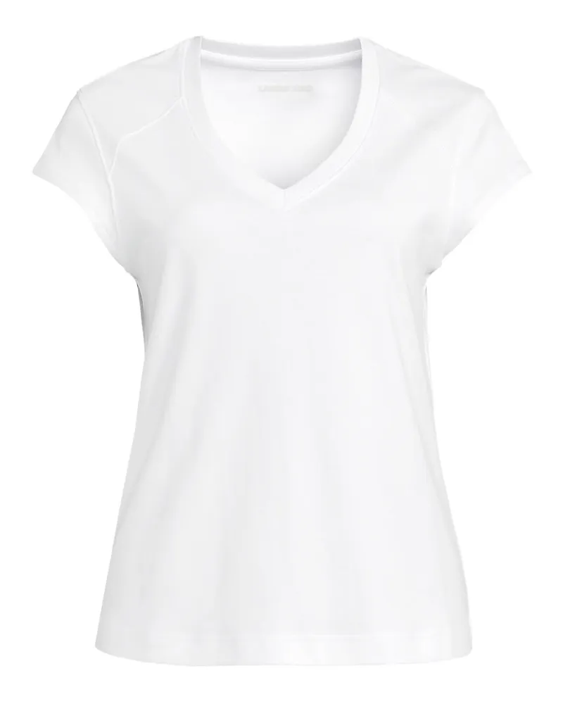 Lands' End Supima-Shirt mit V-Ausschnitt und KappÃ¤rmeln, Damen, GrÃ¶ÃŸe regular, WeiÃŸ, Baumwolle, by Weiãÿ