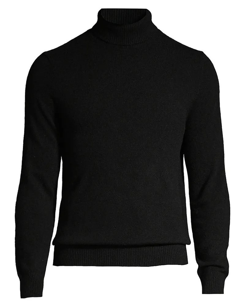 Lands' End Kaschmir-Rollkragenpullover, Herren, Größe regular, Schwarz, Kaschmir, by Schwarz