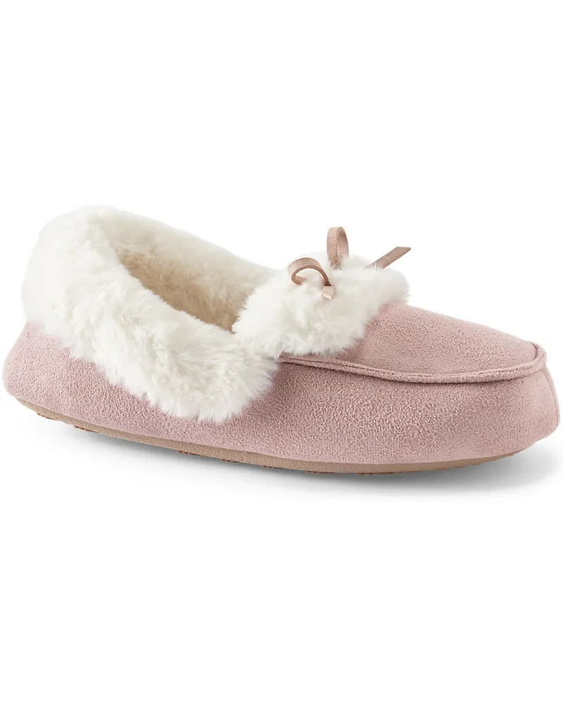 Lands' End Mokassin-Slipper in Veloursleder-Optik, Damen, Größe regular, Pink, Polyester, by Pink
