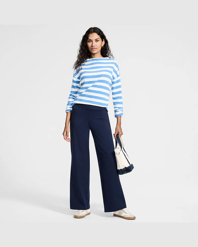 Lands' End Starfish High Waist Hose mit weitem Bein, Damen, Größe regular, Blau, Elasthan/Baumwoll-Mischung, by Blau