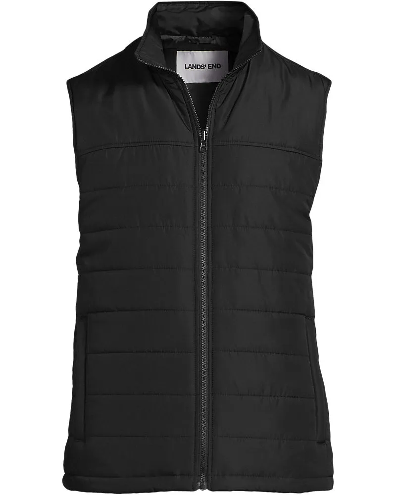 Lands' End Wasserabweisende Steppweste, Herren, Größe regular, Schwarz, Polyester, by Schwarz