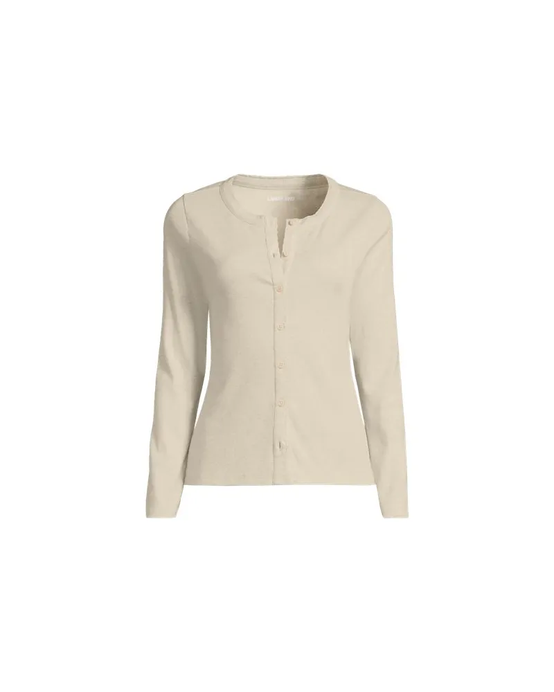 Lands' End Rippshirt mit durchgehender Knopfreihe, Damen, Größe plus, Weiß, Elasthan/Baumwoll-Mischung, by Weiß