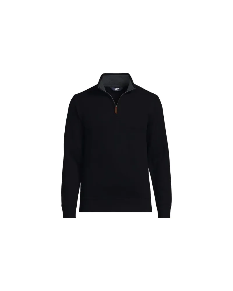 Lands' End Reißverschluss-Pullover aus Bedford-Ripp, Herren, Größe regular, Schwarz, Baumwolle, by Schwarz