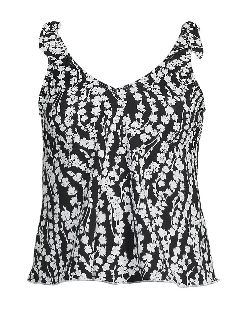 Lands' End Tankini-Top mit geknoteten Trägern und Flattersaum, Damen, Größe plus, Schwarz, Elasthan/Nylon-Mischung, by Schwarz