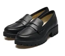 Leder-Pennyloafer mit Chunky Sohle, Damen, Größe:41H regular, Schwarz, Leder, by
