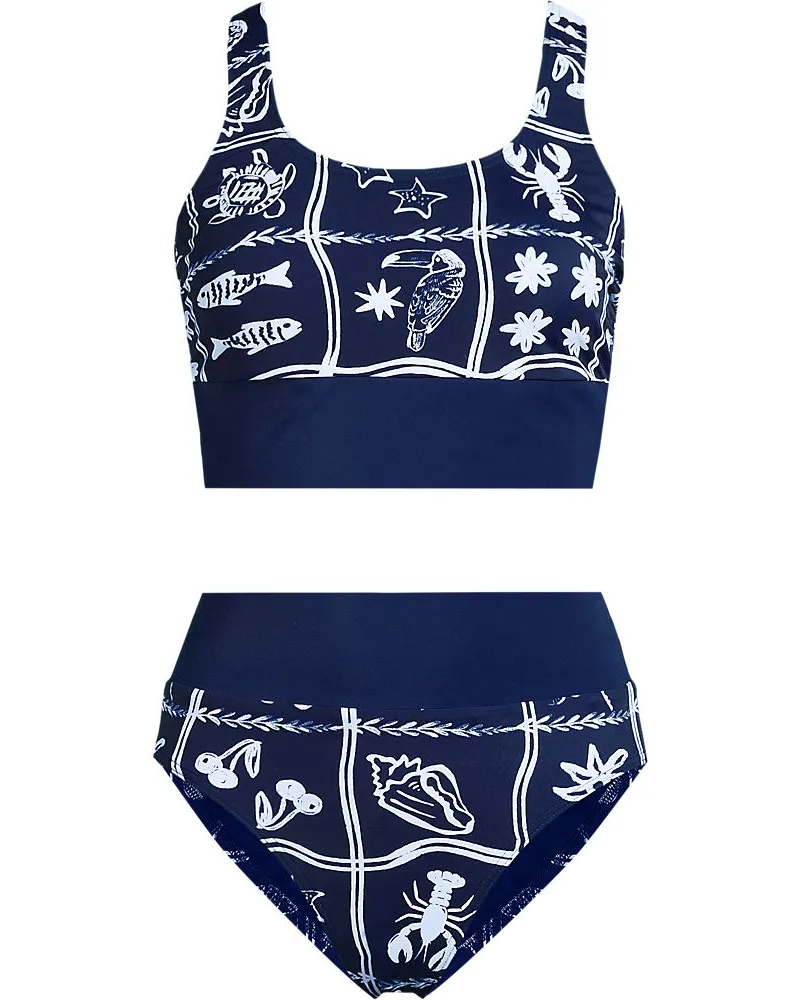 Lands' End Komfort-Midkini, Damen, Größe regular, Blau, Elasthan/Metall/Nylon-Mischung, by Blau