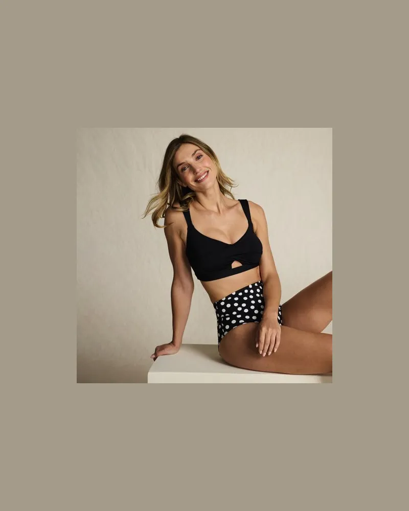 Lands' End Bikinitop mit Twist-Detail, Damen, Größe regular, Schwarz, Elasthan/Nylon-Mischung, by Schwarz