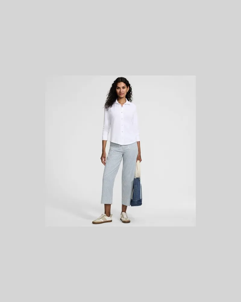 Lands' End Langärmelige Supima-Jerseybluse, Damen, Größe regular, Weiß, Baumwolle, by Weiß