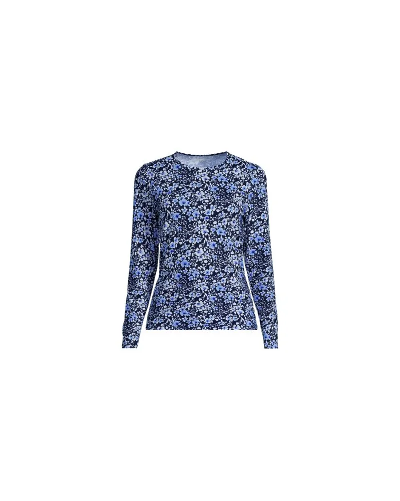 Lands' End Schnelltrocknendes UPF 50 Sonnenschutz-Badeshirt, Damen, Größe regular, Blau, Nylon-Mischung, by Blau