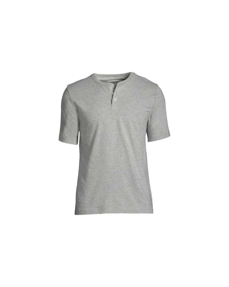 Lands' End Kurzarm-Super-T Henleyshirt, Herren, Größe:56-58 regular, Grau, Baumwolle, by Grau