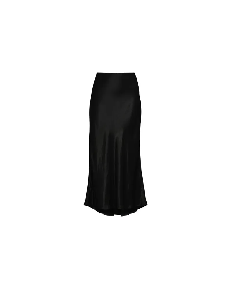 Lands' End Satin-Midirock im Schrägschnitt, Damen, Größe:44-46 regular, Schwarz, Kunstseide/Viskose/Viskose-Mischung, by Schwarz