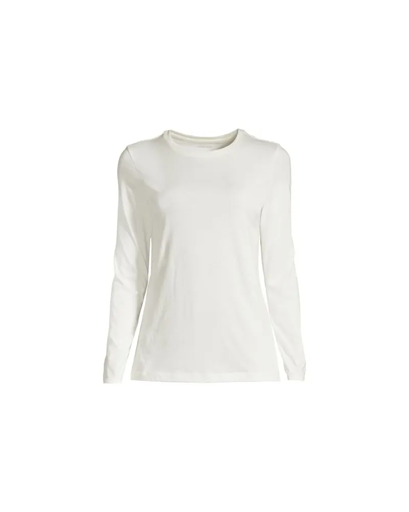 Lands' End Supima-Shirt, Langarm, Damen, Größe petite, Weiß, Baumwolle, by Weiß