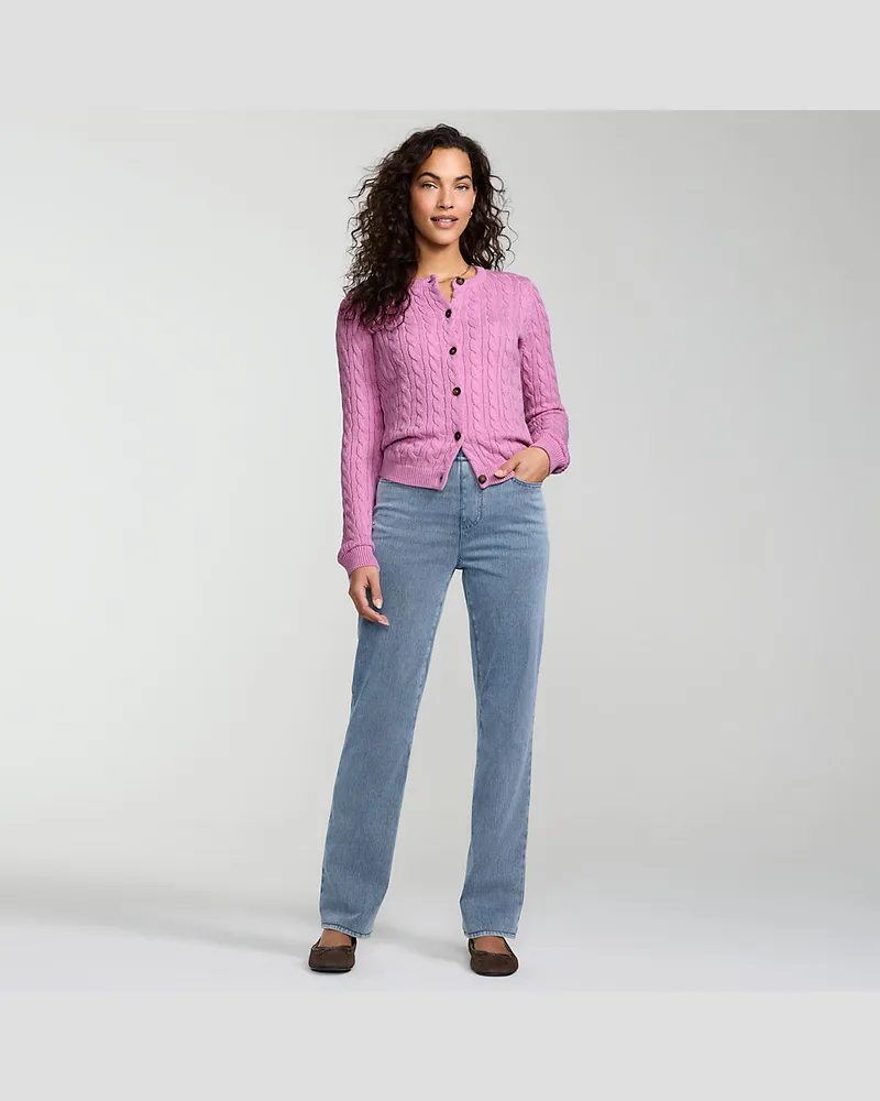 Lands' End High Waist Straight Knit STARFISH Jeans, Damen, Größe regular, Blau, Baumwoll-Mischung/Polyester-Mischung, by Blau
