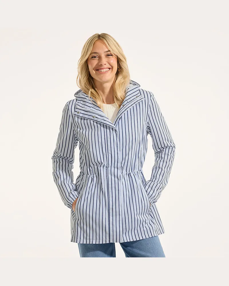 Lands' End Wasserdichte Gemusterte Regenjacke SQUALL mit Packfach, Damen, Größe petite, Weiß, Polyester, by Weiß